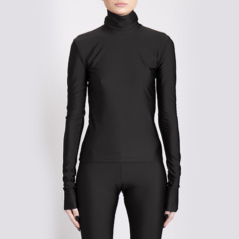 THE ANDAMANE Halle Shiny Turtleneck Top